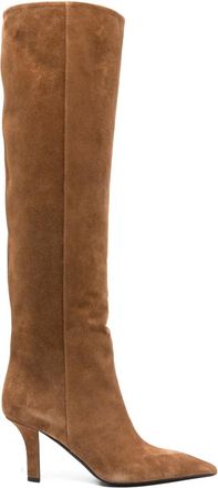Amina Muaddi Stivali al ginocchio Brenda 80mm - Marrone