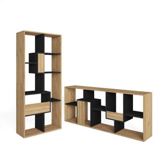 Skraut Home Librer&iacute;a efecto madera roble y negro 67x31x162cm