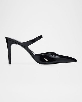 Stuart Weitzman 85mm Stuart Power Patent Leather Mule Pumps