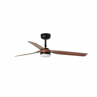 Netlighting Punt Led Black Dark Wood Ceiling Fan With DC Motor