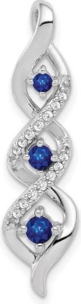 Diamond2Deal 14k White Gold Diamond and.26 Sapphire Twisted 3-stone Chain Slide