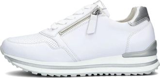 Gabor Schoenen, Dames, Wit, 37 EU, Leer, Witte Lage Sneaker Comfort Collectie