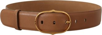 Dolce & Gabbana Dames Bruin Leren Gouden Metalen Ovaal Gesp Riem