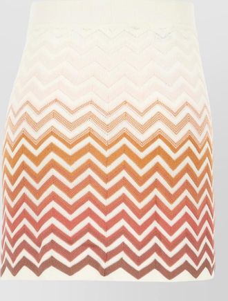 Missoni knit cotton blend skirt chevron waistband