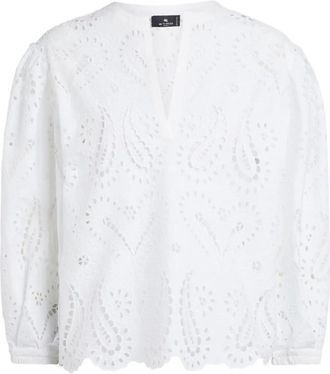 Etro Top met broderie anglaise afwerking - Wit