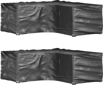 vidaXL Fundas Muebles Jard&iacute;n Forma De L 2 Uds 16 Ojales 215x215x70 Cm Vidaxl
