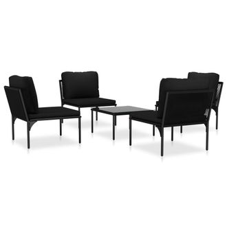 vidaXL Juego De Muebles De Jard&iacute;n 5 Piezas Con Cojines Pvc Negro Vidaxl
