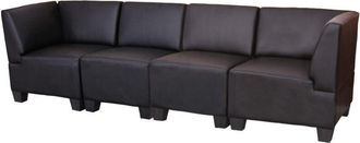 Hhg Hhg - Sof&aacute; Modular 4 Plazas Lyon, Polipiel, Negro, Apoyabrazos Altos