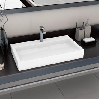 Berkfield Home Wash Basin 80x46x11 cm Mineral Cast/Marble Cast White | Size: 80 x 46 x 11 cm