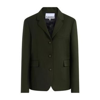 Ganni Dames, Jassen, Groen, Maat: XS Wol
