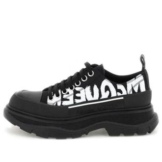 Alexander McQueen (WMNS) Alexander McQueen Tread Slick Low Lace Up Graffiti Shoes Black White 708753W4RQ21006