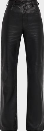 Nili Lotan Joan Leather Straight-Leg Pants