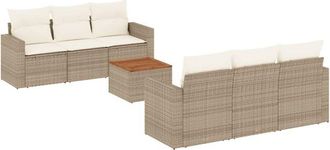 vidaXL Vidaxl - Set Sof&aacute;s De Jard&iacute;n 7 Piezas Y Cojines Rat&aacute;n Sint&eacute;tico Beige