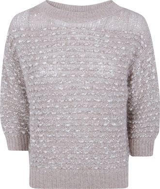 D.exterior D. EXTERIOR Short-Sleeve Boatneck Sweater Crystals Short Sleeves Boatn