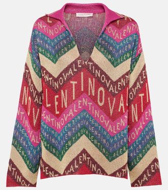 Valentino Pullover con intarsi e logo
