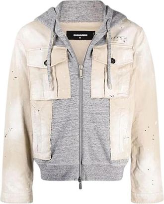 Dsquared2 Contrast Panel Casual Jas - Dames - Zomerjassen - Grijs - XL - Katoen - Jassen