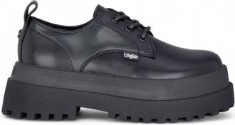 Buffalo Womens Womens Black Lace-Up Chunky Platform Derby Shoes - Pluto Faux Leather - Size EU 37