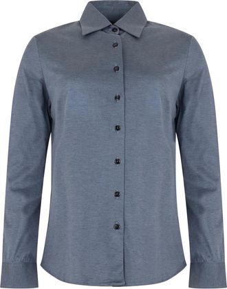 Moorer Luxia Long Sleeve Shirt - Dames - Overhemden - Blauw - XS - Katoen - Overhemden