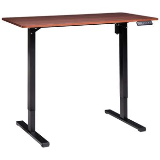 Beliani Beliani - Escritorio De Pie El&eacute;ctrico Ajustable Moderno Patas Cuadradas 120 X 60 Cm Tablero Marr&oacute;n Oscuro Y Base Negra Tavares