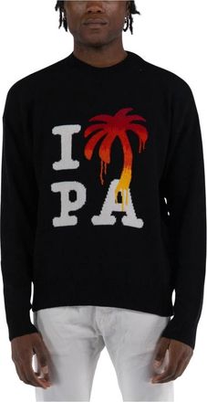 Palm Angels I Love PA Sweater - Heren - Ronde hals truien - Zwart - L - Truien & Vesten