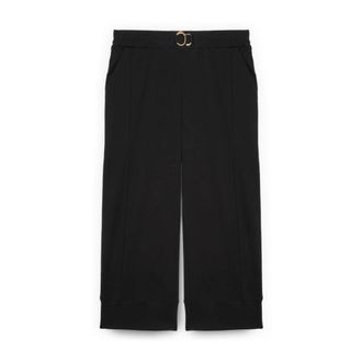 Fiorella Rubino Cropped joggingbroek met juweeldetail - Dames - Vrijetijds broeken - Zwart - XS - Katoen - Broeken