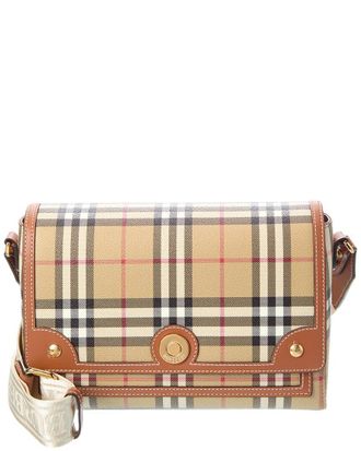Burberry Note Check E-Canvas & Leather Crossbody