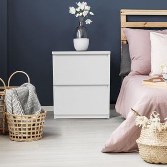 IDMarket Lote De 2 Mesillas De Noche Tomi De Madera Blanca