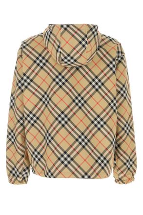 Burberry Mens Embroidered Reversible Down Jacket Beige Polyester
