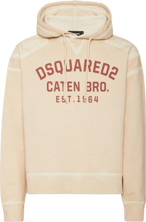 Dsquared2 Cypro Loose Beige Cropped Hooded Hoodie