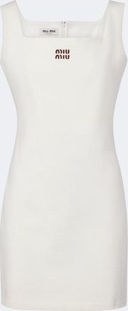 Miu Miu Leather-trimmed cotton jersey minidress
