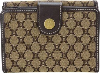 Celine Macadam Beige Dark Brown Canvas Leather Wallet (Bi-Fold) (Pre-Owned)