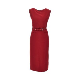 Pinko Crepe midi dress with belt Woman 38