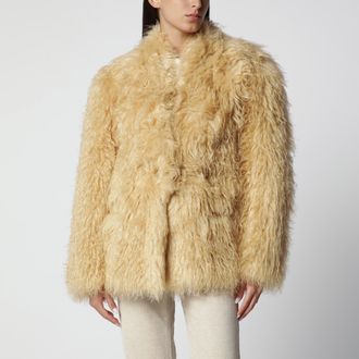 Isabel Marant Pale yellow long-haired faux fur coat