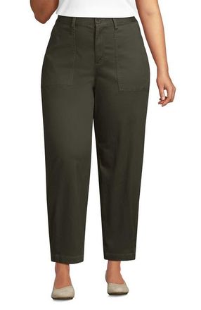 Lands End Plus Size Chino High Rise Barrel Leg Utility Ankle Pants in Forest Moss at Nordstrom, Size 18W
