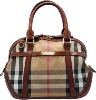 Burberry Pre-owned Bridle Orchard Canvas Handbag - Dames - Vintage Handtas - Beige - ONE Size - Leer - Vintage