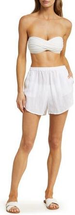 Vitamin A Tallows Linen Cover-Up Shorts in Eco Linen White at Nordstrom Rack, Size Medium