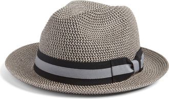 Nordstrom Classic Stripe Ribbon Fedora in Black Combo at Nordstrom Rack, Size Large/x-Large