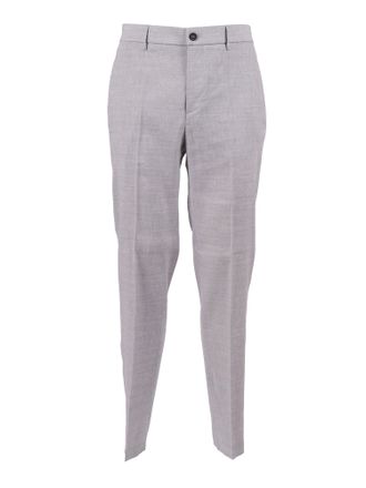 PESERICO Tailored Grey Flat Front Straight-Leg Pants