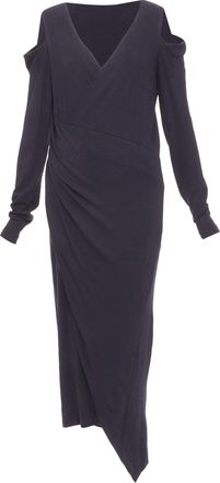DKNY jersey cold shoulder long sleeve side drape dress