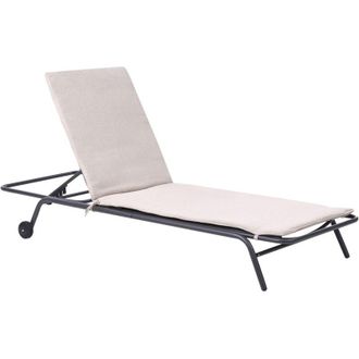 Beliani Garden Sun Lounger Beige Steel Frame Olefin Fabric Outdoor Weather Resistant Reclining Modern VOLTERRA