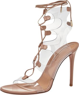 Aquazzura Beige Pvc And Leather Milos Sandals