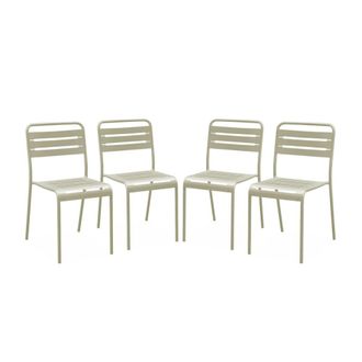 Sweeek Silla de jard&iacute;n bistr&oacute; de acero, set de 4, beige
