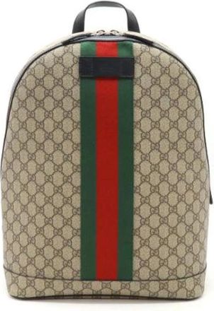 Gucci Pre-owned Backpacks, female, Beige, Size: ONE SIZE Pre-owned Vintage Leather Backpack