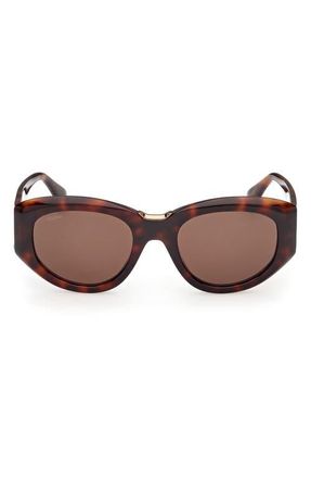 Max Mara 52mm Round Sunglasses in Blonde Havana /Bronze /Brown at Nordstrom