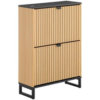 SoBuy Sobuy Mueble Zapatero Entrada Mueble Para Zapatos Fin - Almacenamiento De Zapatos Compacto Y Dise&ntilde;o Escandinavo - Adaptado Para 8-12 Pares, Negro Y Ma