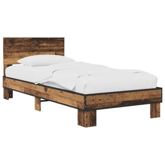 vidaXL Estructura De Cama Con Cabecero Madera Envejecida 80 X 200 Cm Vidaxl