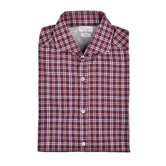 Brunello Cucinelli Amaranth Plaid Button-Up Shirt, Size XXS