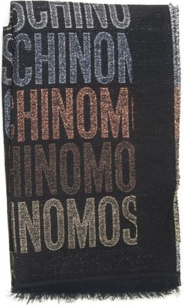 Moschino Fringed Trim Maxi Logo Stola - Dames - Sjaals - Zwart - ONE Size - Wol - Accessoires