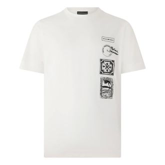 Emporio Armani T-Shirts, male, White, Size: 2XL Cotton T-shirt with Print