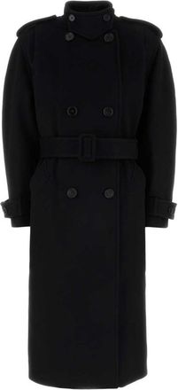 Chlo&eacute; Black Mock Collar Trench Coat